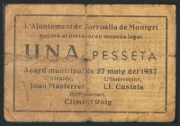 TORROELLA DE MONTGRI (GERONA). 1 Peseta. 27 de Mayo de 1937. (González: 10393). RC.