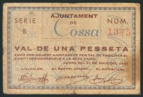 TOSSA (GERONA). 1 Peseta. 31 de Mayo de 1937. Serie B. (González: 10424). BC.