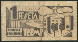 TREMP (LERIDA). 1 Peseta. 1937. (González: 10438). MBC.