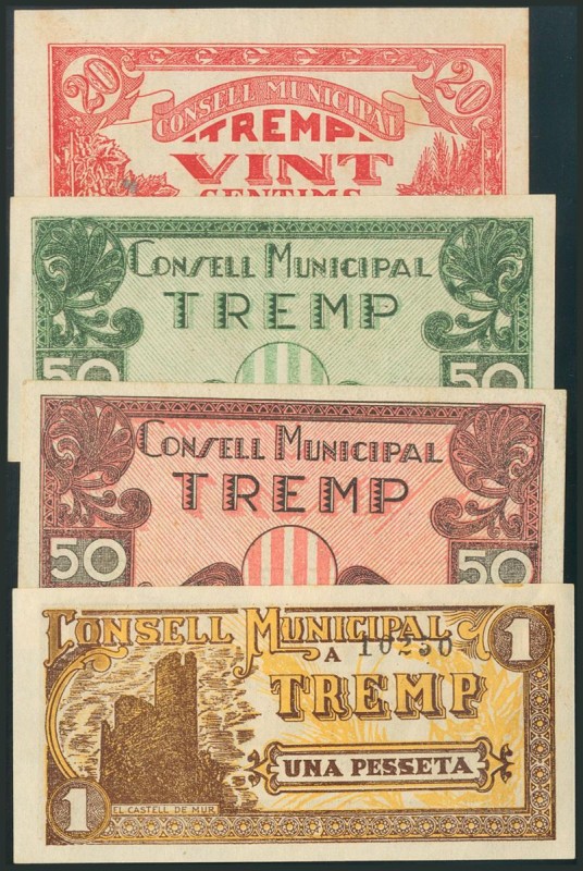 TREMP (LERIDA). 20 Céntimos, 50 Céntimos (2) y 1 Peseta. (1937ca). (González: 10...