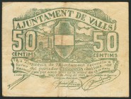 VALLS (TARRAGONA). 50 Céntimos. 19 de Mayo de 1937. Serie A. (González: 10543). BC.