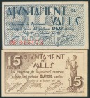 VALLS (TARRAGONA). 10 Céntimos y 15 Céntimos. 29 de Septiembre de 1937. (González: 10546/47). SC.