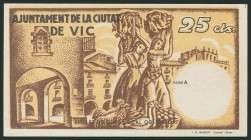 VIC (BARCELONA). 25 Céntimos. 7 de Junio de 1937. Serie A. (González: 10629). SC.