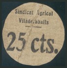 VILADECABALLS (BARCELONA). 25 Céntimos. (1938ca). (González: 10697). Rarísimo. BC.