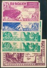 BILLETES MILITARES. 25 Céntimos (azul y lila), 50 Céntimos (2) y 1 peseta. 1937. Todos ellos serie A, excepto el 25 cts lila. (González: 5873, 5876, 5...