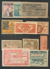 Conjunto de 11 billetes de la Guerra Civil de diferentes localidades y en calidades diversas. A EXAMINAR.