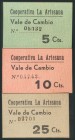 Vale de 5 Céntimos, 10 Céntimos y 15 Céntimos de la Cooperativa Artesana. EBC+.
