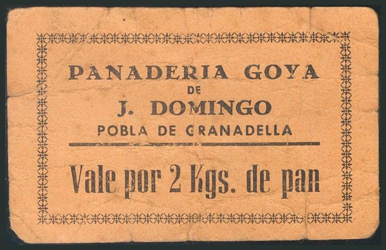 (1937ca). Vale de la Panadería Goya de J. Domingo por 2 Kilos de pan. BC.