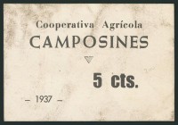 Vale de 5 Céntimos de Cooperativa Agrícola Camposines. MBC+.