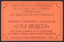BARCELONA (1978). Vale de 1 Peseta de la Agrupación de Comerciantes del Mercado de Hostafranchs. EBC.