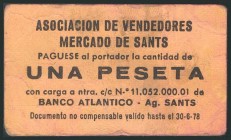 BARCELONA (1978). Vale de 1 Peseta de la Asociación de Vendedores del Mercado de Sants. MBC.