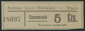 Vale de 5 Céntimos de la Societat Coral Orfeónica de Sitges. EBC.