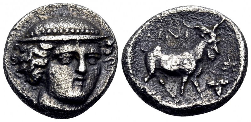 THRACE. Ainos. Circa 386/5-385/4 BC. Tetrobol (Silver, 13.5 mm, 2.57 g, 9 h). He...