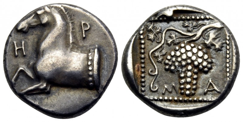 THRACE. Maroneia. Circa 398/7-348/7 BC. Triobol (Silver, 14 mm, 2.77 g, 10 h). H...