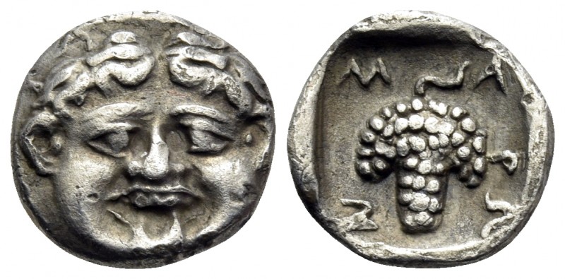 THRACE. Maroneia. Circa 498/7-386/5 BC. Obol (Silver, 9.5 mm, 0.77 g, 5 h). Faci...