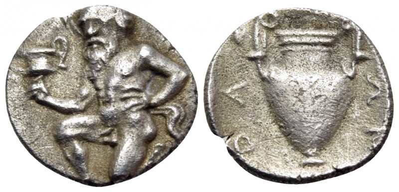 ISLANDS OFF THRACE, Thasos. Circa 411-340 BC. Trihemiobol (Silver, 11.5 mm, 0.81...