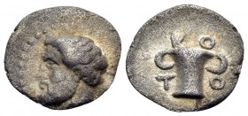 KINGS OF THRACE, Odrysian. Kotys I, circa 383-359 BC. Trihemiobol (Silver, 11.5 mm, 0.84 g, 2 h). Bearded head of Kotys I to left. Rev. KO/T-O Two-han...