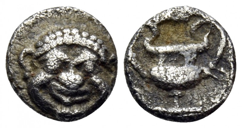 THRACO-MACEDONIAN REGION. Uncertain. 5th-4th centuries BC. Hemiobol (Silver, 7 m...