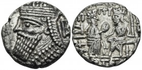KINGS OF PARTHIA. Vologases IV, circa AD 147-191. Tetradrachm (Silver, 25 mm, 13.35 g, 12 h), Seleukeia on the Tigris, Artemisios, year 493 = April 18...