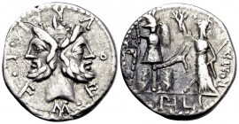 M. Furius L.f. Philus, 120 BC. Denarius (Silver, 20 mm, 3.87 g, 12 h), Rome. M · FOVRI · L · F Laureate head of Janus. Rev. (PH)IL / ROMA Roma standin...