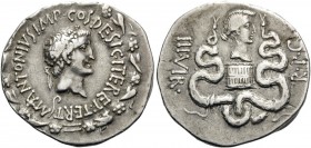 Mark Antony and Octavia. Cistophorus (Silver, 27 mm, 11.73 g, 12 h), Ephesus, 39 BC. M ANTONIVS IMP•COS•DESIG•ITER ET•TERT Head of Antony to right, we...