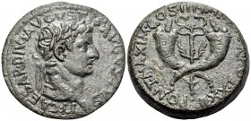 Tiberius, 14-37. Dupondius (Orichalcum, 29 mm, 15.50 g, 12 h), Commagene, 19-20. TI•CAESAR• DIVI• AVGVSTI• F AVGVSTVS Laureate head of Tiberius to rig...