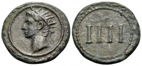 Time of Tiberius, 14-37. Tessera (Bronze, 19 mm, 4.41 g, 12 h). Radiate head of Divus Augustus to left within linear circle surrounded by wreath. Rev....