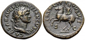 Domitian, as Caesar, 69-81. Dupondius (Orichalcum, 27 mm, 11.49 g, 6 h), struck under Vespasian, Rome, 73-4. CAESAR AVG F DOMITIAN COS II Laureate and...