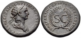 Trajan, 98-117. Dupondius (Orichalcum, 23 mm, 9.13 g, 5 h), Rome, for circulation in Syria, 20 February - 9 December 116. IMP CAES NER TRAIANO OPTIMO ...