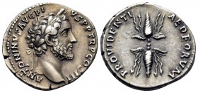 Rome. Antoninus Pius, 138-161. Denarius (Silver, 17.5 mm, 3.42 g, 6 h), 140-143. ANTONINVS AVG PI VS P P TR P COS III Laureate head to right. Rev. PRO...