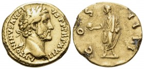 Antoninus Pius, 138-161. Aureus (Gold, 18 mm, 7.02 g, 7 h), Rome, 153-154. ANTONINVS AVG PIVS P P TR P XVII Laureate head of Antoninus Pius to right. ...