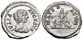 Julia Domna, Augusta, 193-217. Denarius (Silver, 20 mm, 3.54 g, 12 h), Rome, 198-207. IVLIA AVGVSTA Draped bust of Julia Domna to right. Rev. MATER DE...