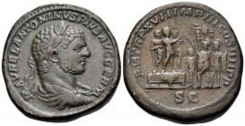 Caracalla, 198-217. Sestertius (Orichalcum, 33 mm, 27.27 g, 12 h), Rome, 214. M AVREL ANTONINVS PIVS AVG GERM Laureate, draped and cuirassed bust of C...