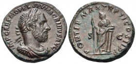 Macrinus, 217-218. As (Copper, 25 mm, 8.51 g, 6 h), Rome. IMP CAES M OPEL SEV MACRINVS AVG Laureate, draped, and cuirassed bust of Macrinus to right. ...