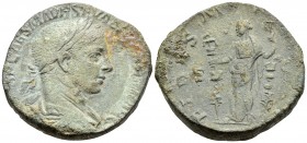 Severus Alexander, 222-235. Sestertius (Bronze, 29 mm, 23.07 g, 12 h), Rome, 225. [IM]P CAES M AVR SEV ALEXANDER AVG Laureate, draped and cuirassed bu...