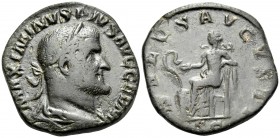 Maximinus I, 235-238. Sestertius (Orichalcum, 28 mm, 15.71 g, 1 h), Rome, 236-237. MAXIMINVS PIVS AVG GERM Laureate, draped and cuirassed bust of Maxi...