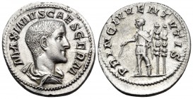 Maximus, as Caesar, 235/6-238. Denarius (Silver, 20 mm, 3.18 g, 12 h), Rome, 236-237. MAXIMVS CAES GERM Bare-headed and draped bust of Maximus to righ...