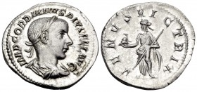 Gordian III, 238-244. Denarius (Silver, 20.5 mm, 2.69 g, 1 h), Rome, 240. IMP GORDIANVS PIVS FEL AVG Laureate, draped and cuirassed bust of Gordian II...