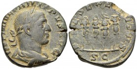 Philip I, 244-249. Sestertius (Bronze, 27 mm, 13.29 g, 12 h), Rome, 249. IMP M IVL PHILIPPVS AVG Laureate, draped and cuirassed bust of Philip I to ri...
