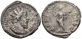 Postumus, Romano-Gallic Emperor, 260-269. Antoninianus (Silver, 22 mm, 4.08 g, 7 h), Treveri, 263-265. IMP C POSTVMVS P F AVG Radiate, draped and cuir...