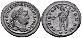 Diocletian, 284-305. Follis (Bronze, 30 mm, 10.86 g, 6 h), Cyzicus, circa 297-299. IMP C DIOCLETIANVS P F AVG Laureate head of Diocletian to right. Re...