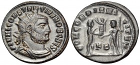 Constantius I, as Caesar, 293-305. Antoninianus (Bronze, 20 mm, 3.57 g, 12 h), Cyzicus, 2nd officina, 295-299. FL VAL CONSTANTIVS NOB CAES Radiate, dr...
