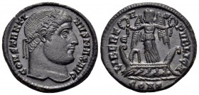 Constantine I, 307/310-337. Follis (Bronze, 19 mm, 2.95 g, 11 h), Constantinople, 5th officina (E), 327-328. CONSTANTI-NVS MAX AVG Diademed head of Co...