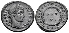 Crispus, Caesar, 316-326. Follis (Bronze, 19 mm, 3.51 g, 7 h), struck under Constantine I, Siscia, 1st officina, 320-321. IVL CRIS-PVS NOB C Laureate ...