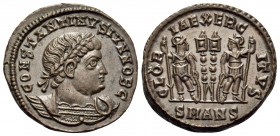 Constantine II, as Caesar, 316-337. Follis (Bronze, 17 mm, 2.70 g, 11 h), Antioch, 6th officina, 330-333/5. CONSTANTINVS IVN NOB C Laureate and cuiras...