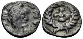 VANDALS. Gaiseric, 428-477. Nummus (Bronze, 11 mm, 0.84 g, 6 h), Ca. 443-450. Diademed head of Gaiseric to right. Rev. Cross within wreath. BMC Vandal...