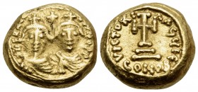 Heraclius, with Heraclius Constantine, 610-641. Solidus (Gold, 11 mm, 4.47 g, 7 h), Carthage, Indictional year 15 = 626/7. D N ERACLIO ET ERA CON PP F...