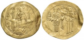 John II Comnenus, 1118-1143. Hyperpyron (Gold, 29 mm, 4.36 g, 6 h), Constantinople, 1137-1143. +KЄ RO-HΘЄΙ /IC XC Christ Pantocrator, bearded, nimbate...