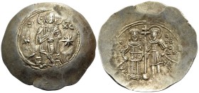 Manuel I Comnenus, 1143-1180. Aspron Trachy (Electrum, 31 mm, 4.23 g, 6 h), Constantinople, circa 1160-1164. ΙC - ΧC Christ Pantocrator, standing faci...
