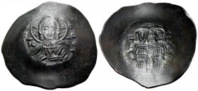 Alexius III Angelus-Comnenus, 1195-1203. Trachy (Bronze, 30 mm, 3.74 g, 6 h), Constantinople. [KЄ RO]HΘЄI / IC XC Bust of Christ Pantocrator facing, r...